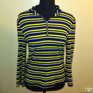 Striped Long Sleeve Zip-Up Top